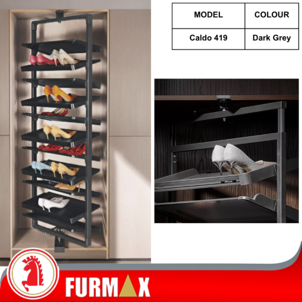 Soft Show Racks Caldo 419 Rotary Shoe Rack With Soft Close Slide - Furmax